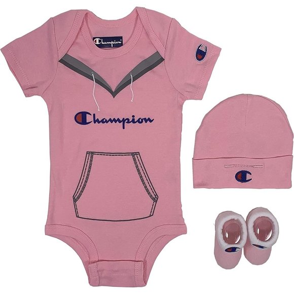 NWB Champion Infant 3-PC Box Set Includes Bodysuit, Hat and Booties, 0-6 Months - Picture 1 of 2